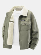 Teddy fleece gevoerde corduroy jas met knopen