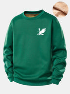 Soaring Eagle Print Teddy Fleece Lined Sweatshirt