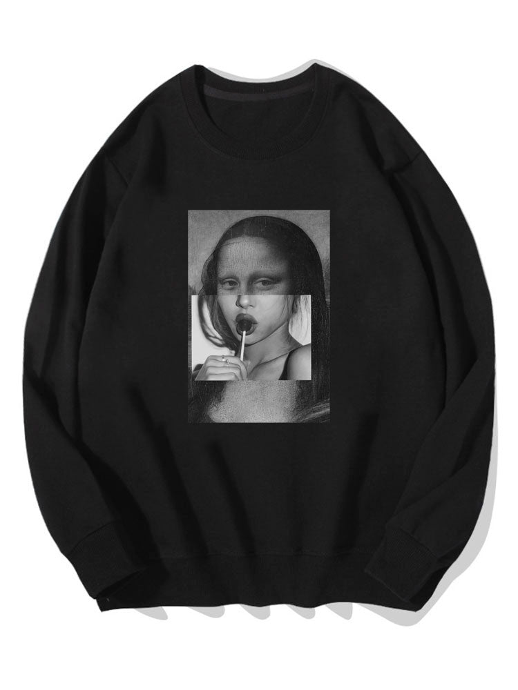 Portrait Print Cotton Sweatshirt